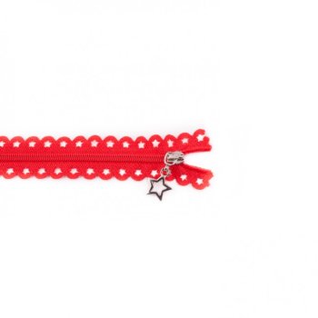 Sternchen-Reißverschluss - 25 cm lang - rot