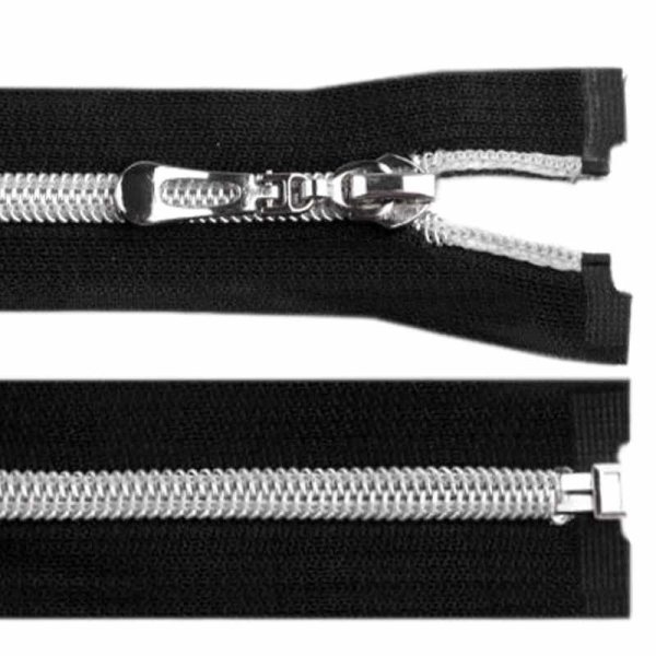 Rei&szlig;verschluss mit Metallschiene - 7 mm breit - 55 cm L&auml;nge - schwarz