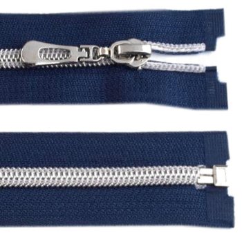 Rei&szlig;verschluss mit Metallschiene - 7 mm breit - 60 cm L&auml;nge - dunkelblau