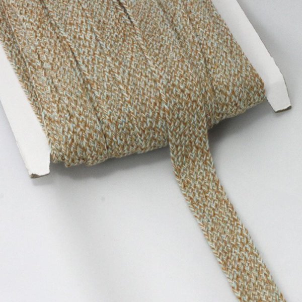 Flachkordel Baumwolle Multicolour - 20 mm breit - mint/sand