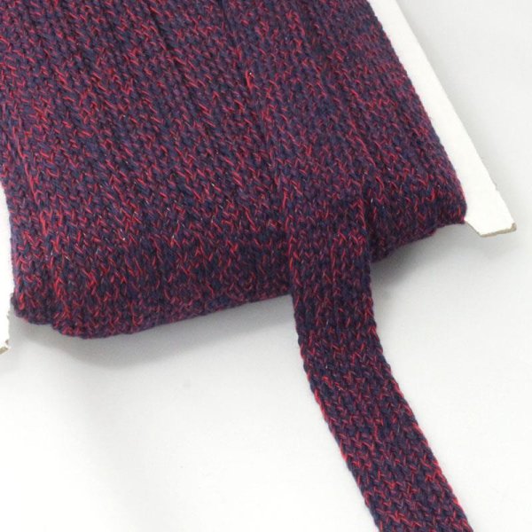 Flachkordel Baumwolle Multicolour - 20 mm breit - marine/rot
