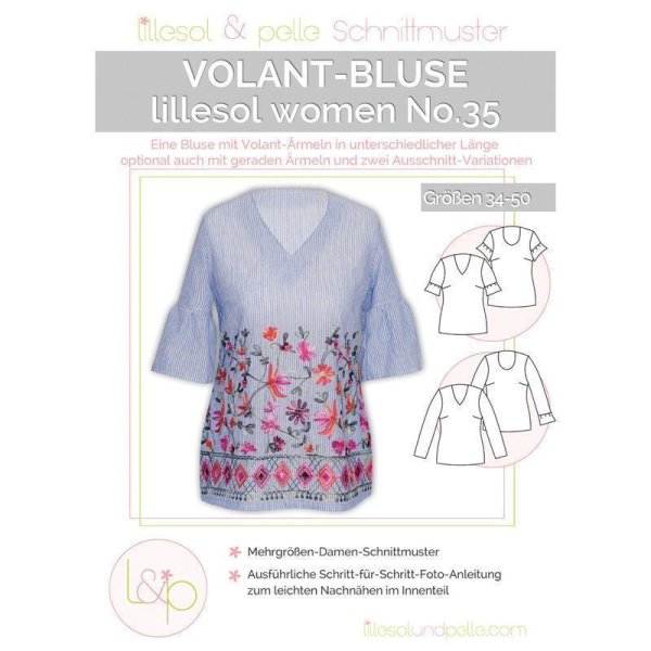 Papierschnittmuster lillesol &amp; pelle woman No. 35  Volant-Bluse