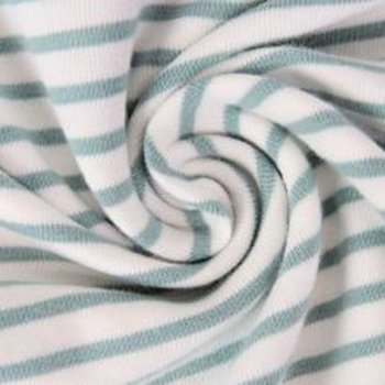 Baumwolljersey Yarn Dusty-Mint Streifen auf Off-White