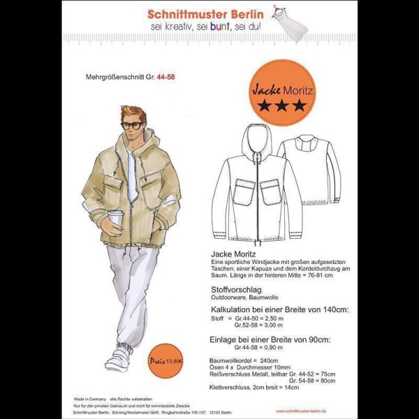 Papierschnittmuster Schnittmuster Berlin - Windbreaker Moritz