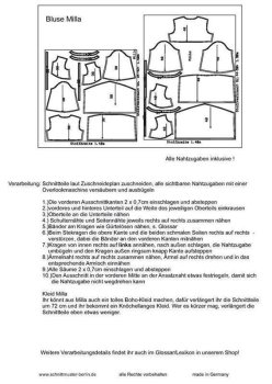 Papierschnittmuster Schnittmuster Berlin - Bluse Milla / Kleid Milla