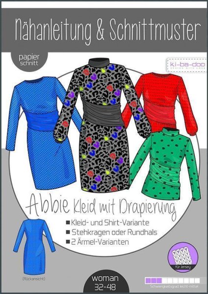 Papierschnittmuster Ki-Ba-Doo - Abbie - Kleid mit Drapierung