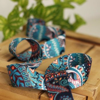 Taschenband / Gurtband - Paisley Muster t&uuml;rkis/blau