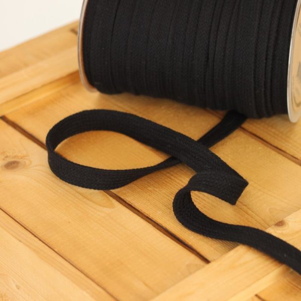 Flachkordel Baumwolle uni - 20 mm breit - schwarz
