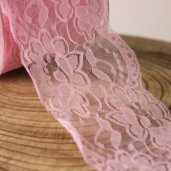 Elastische Spitze - 100 mm breit - rosa