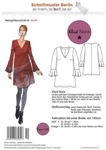 Papierschnittmuster Schnittmuster Berlin -  Kleid Nora