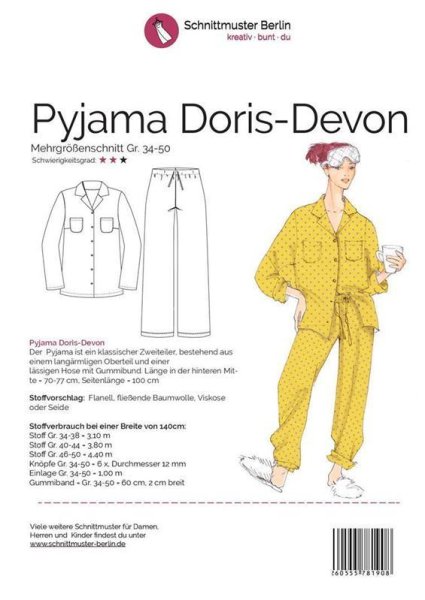 Papierschnittmuster Schnittmuster Berlin - Pyjama Doris-Devon