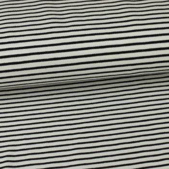 Baumwolljersey Yarn Schwarze Streifen auf Off-White