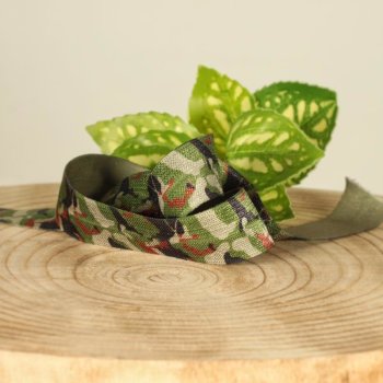 Falzgummi / Einfassband - 25  mm breit - Camouflage - Khaki Braun