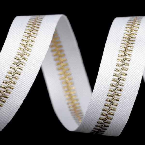 Webband (nicht elastisch) - Rei&szlig;verschluss-Imitat - 20mm breit - Wei&szlig;