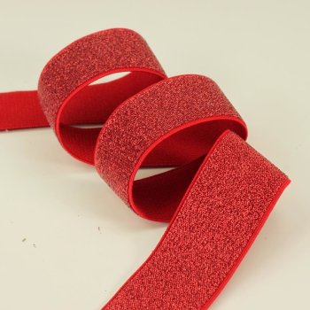 G&uuml;rtel Gummiband - 40 mm breit - Glitzer Rot