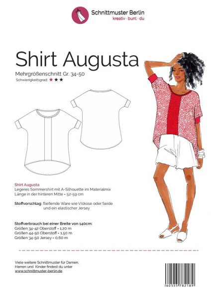 Papierschnittmuster Schnittmuster Berlin - T-shirt Augusta