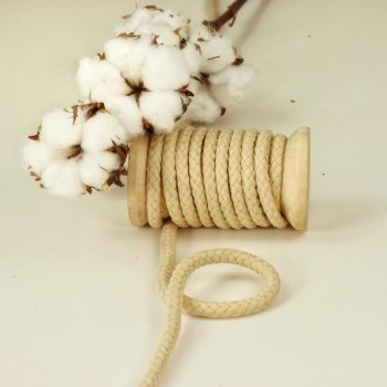 Baumwoll-Kordel geflochten 8 mm beige