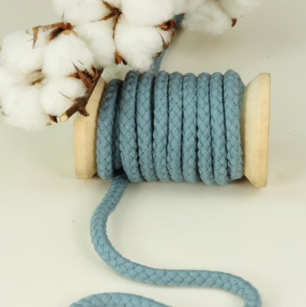 Baumwoll-Kordel geflochten 8 mm rauchblau