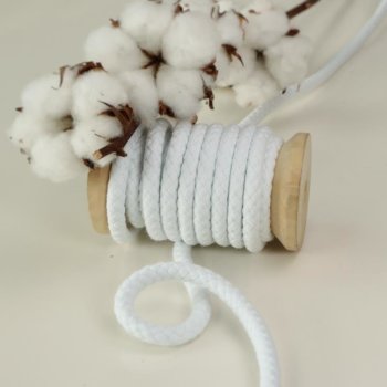 Baumwoll-Kordel geflochten 8 mm weiß