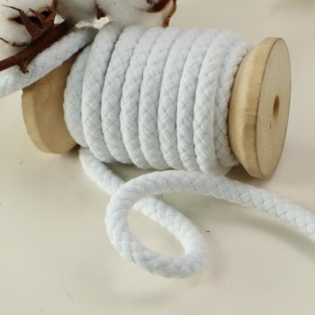 Baumwoll-Kordel geflochten 8 mm weiß