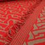 Jacquard Strick Doubleface mit Fransen - Grafisches Muster Rot/Sand