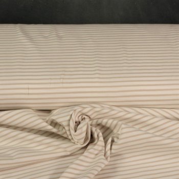 Baumwolljersey Yarn fliederne Streifen auf Off-White