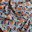 Baumwoll-Popeline - grafisches Muster - orange/wei&szlig;/petrol