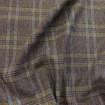 Premium Hosen-/Rockstoff - Made in Italy - Glencheck - braun/bordeaux mit ocre (1 St&uuml;ck = 2,5 Meter)