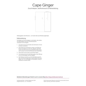Papierschnittmuster Schnittmuster Berlin - Cape Ginger