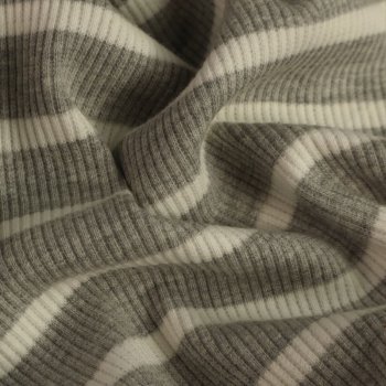 Rib Jersey - Stripes Big - Light Grey Melange