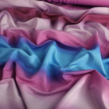 French Terry Sweat - gro&szlig;er Farbverlauf - Rosa/Violett/Aqua