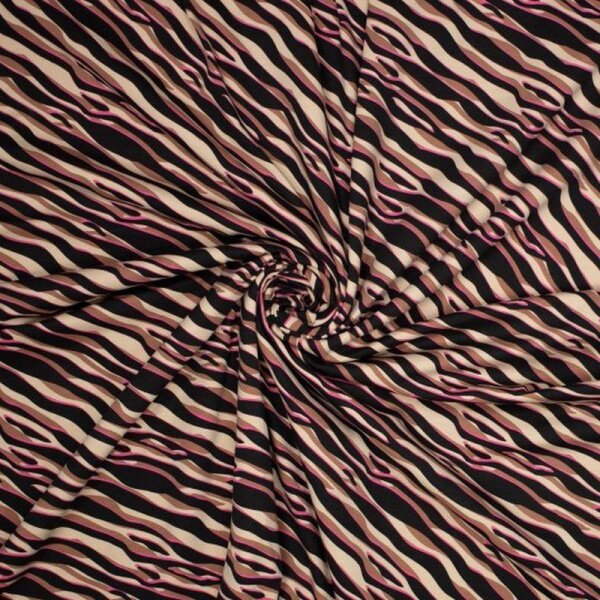 Baumwoll-Jersey - Zebra - beige/braun/schwarz/pink