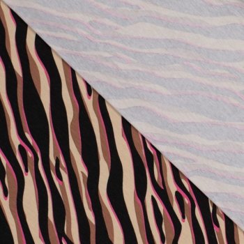 Baumwoll-Jersey - Zebra - beige/braun/schwarz/pink