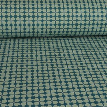 Baumwoll-Popeline - grafisches Muster - mint auf t&uuml;rkisblau