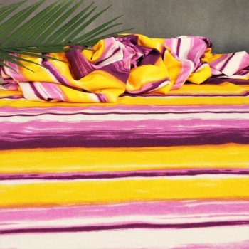 Viskose-Jersey - Painted Stripes - rosa/lila/gelb/wei&szlig; ( 1 St&uuml;ck = 3 Meter )