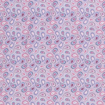 Baumwoll-Webware - Paisley - hellblau/ pink auf flieder