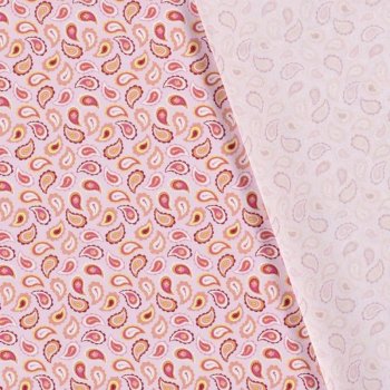 Baumwoll-Webware - Paisley - pink/orange auf rosa