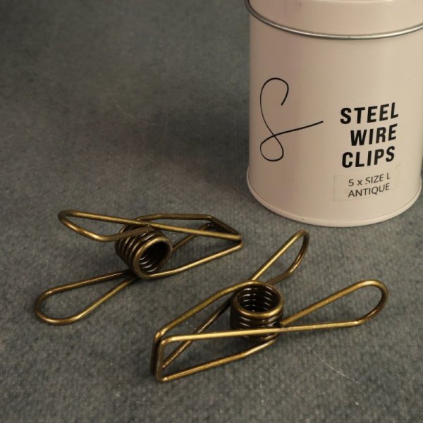 Sewply Steel Wire Clips / Metall-N&auml;hclips - Gr. L (74 mm) - Antique (1 Dose = 5 St&uuml;ck)