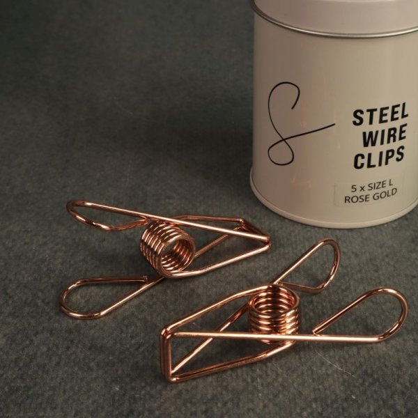 Sewply Steel Wire Clips / Metall-N&auml;hclips - Gr. L (74 mm) - Rose Gold (1 Dose = 5 St&uuml;ck)