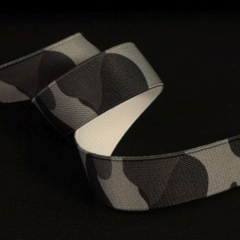 Gummiband -25 mm breit - Camouflage Grau