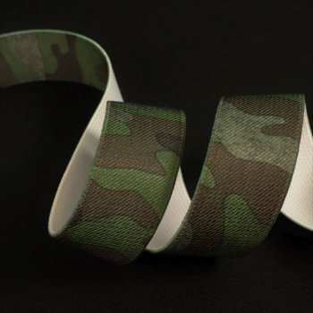 Gummiband -25 mm breit - Camouflage Olivgrün