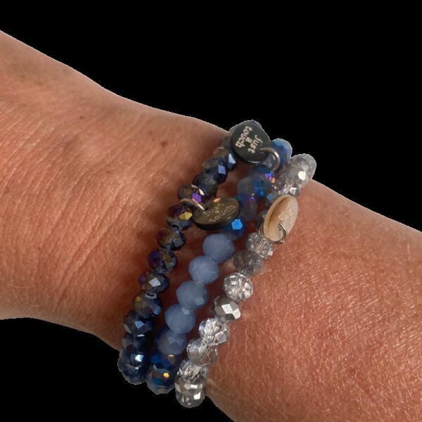 Elastisches Armband &ndash; einzeln aufgef&auml;delt &ndash; Silber glitzer (rechts im Bild)