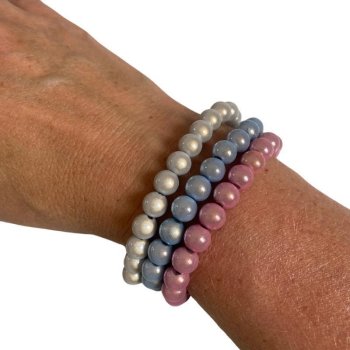 Armband - Shiney-Rainbow Perlen &quot;Silberwei&szlig;&quot; (Perlendurchmesser 8 mm)