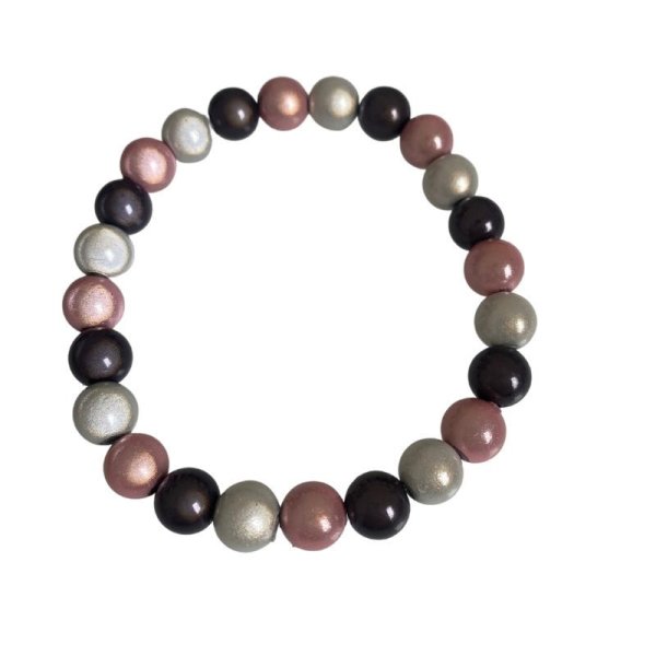 Armband - Shiney-Rainbow Perlen &quot;Rosa/Wei&szlig;/Anthrazit&quot; (Perlendurchmesser 8 mm)