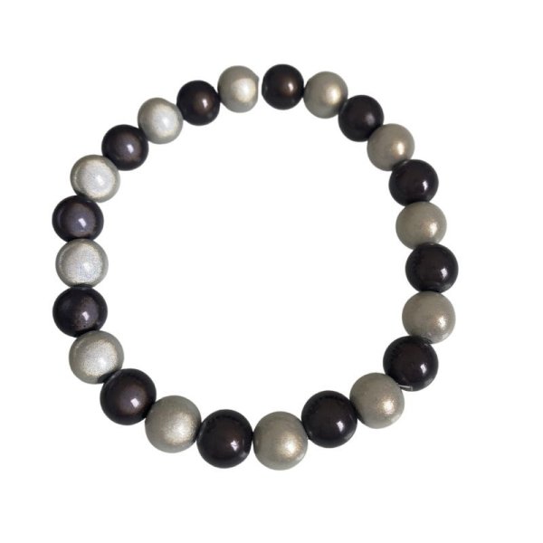 Armband - Shiney-Rainbow Perlen &quot;Wei&szlig;/Anthrazit&quot; (Perlendurchmesser 8 mm)