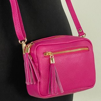 Echt-Leder Handtasche - Kleinformat - Pink