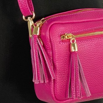 Echt-Leder Handtasche - Kleinformat - Pink