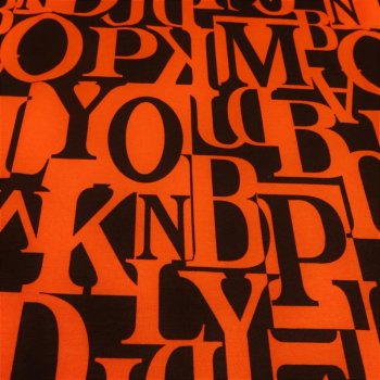 Viskosejersey - Letters - orange/ dunkelbraun