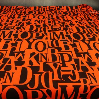 Viskosejersey - Letters - orange/ dunkelbraun