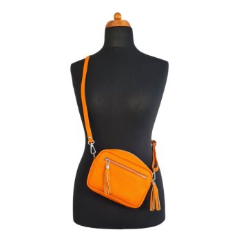 Echt-Leder Handtasche - Kleinformat - Orange